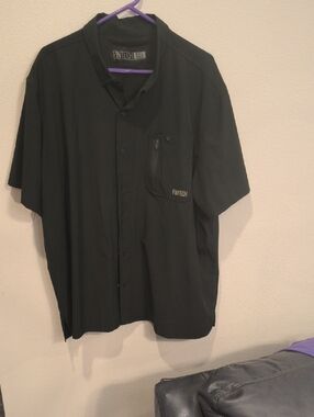 Fintech Men's Black Short-Sleeve Deep Sea Shirt with Zip Chest Pocket Men's XXL